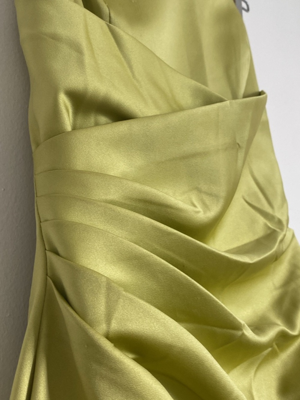 Alfred Angelo Satin Draped Dress in Kiwi